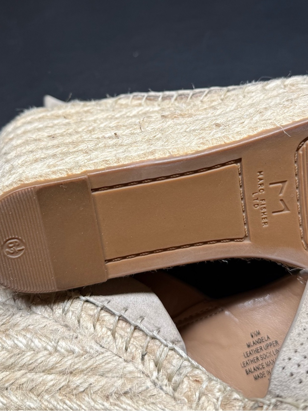 Marc Fisher Beige Suede Espadrille Slingback Wedges - Picture 5 of 6